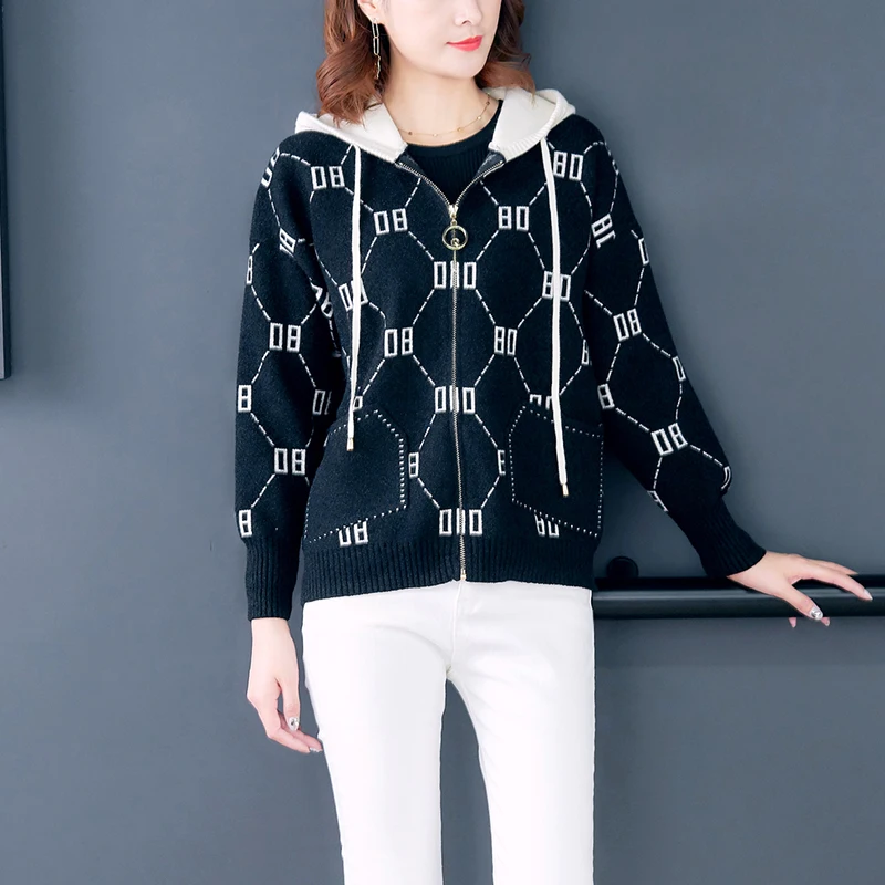 Осенне-зимний шикарный толстый кардиган с капюшоном свитер для женщин теплое