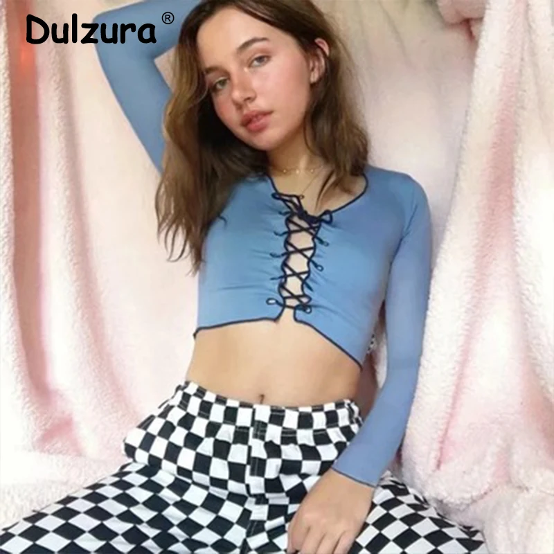 Женская укороченная футболка с длинным рукавом облегающая Однотонная вырезами