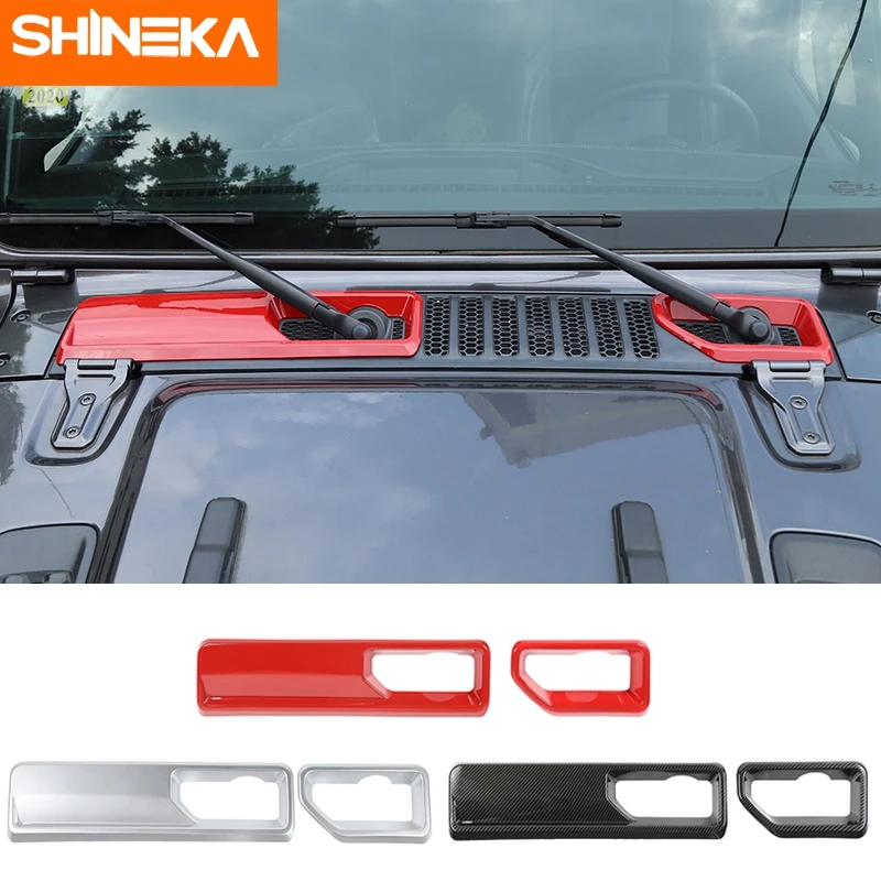 

SHINEKA ABS Car Front Windshield Wiper Base Panel Decoretion Cover Trim Stickers For Jeep Wrangler JL For Gladiator JT 2018-2021