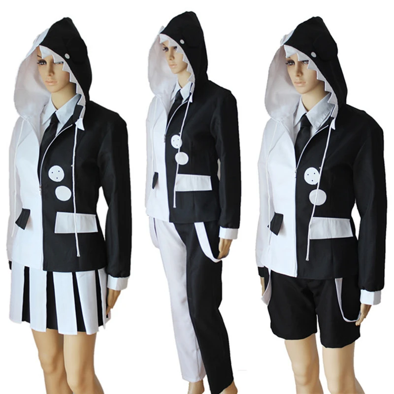 Danganronpa Dangan Ronpa Monokuma Black White Bear Cosplay Costume Uniform Coat Pants Dress Skirt Shorts Suit Halloween Clothers