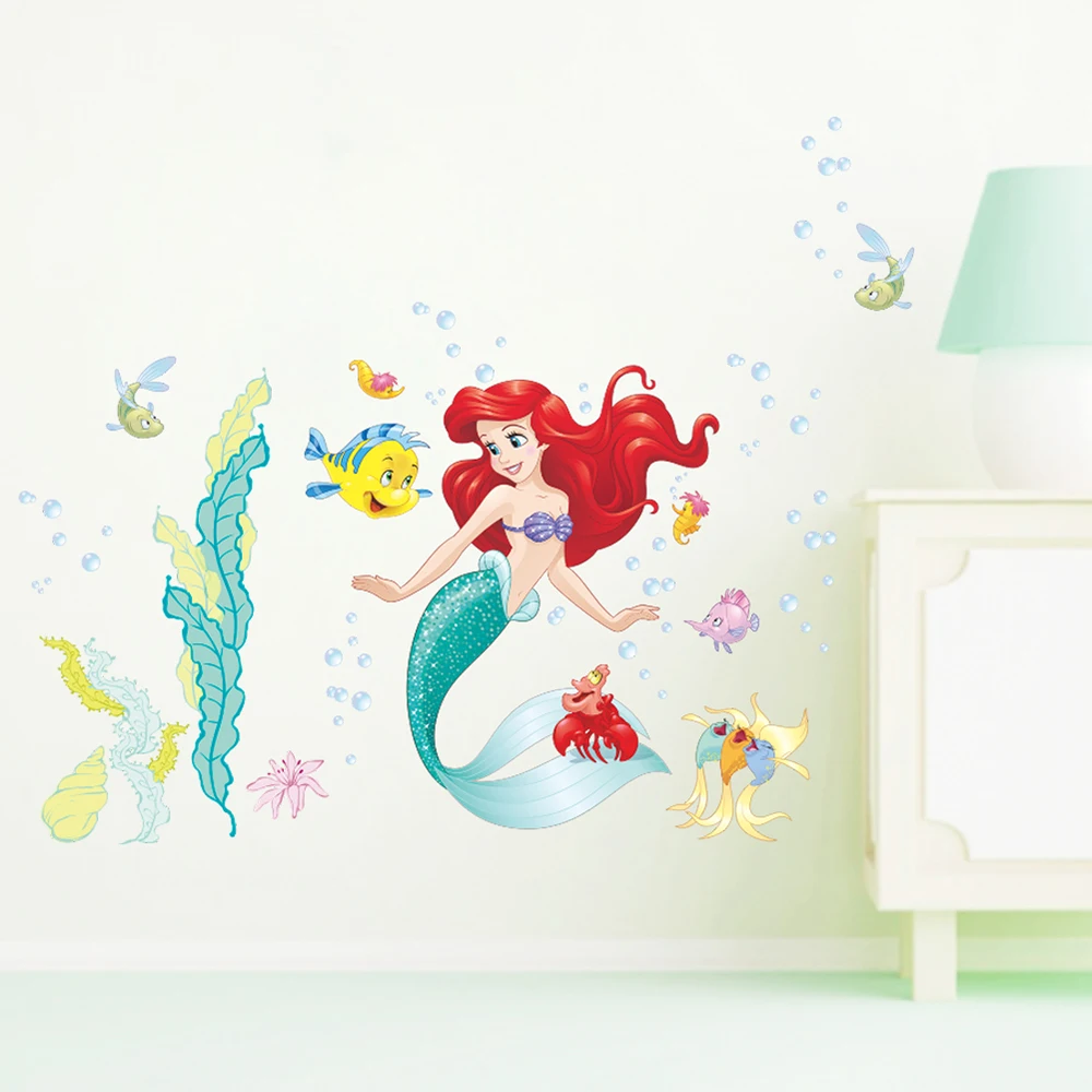Disney Русалка Ариэль принцесса Sealife рыбные пузырьки настенные наклейки для