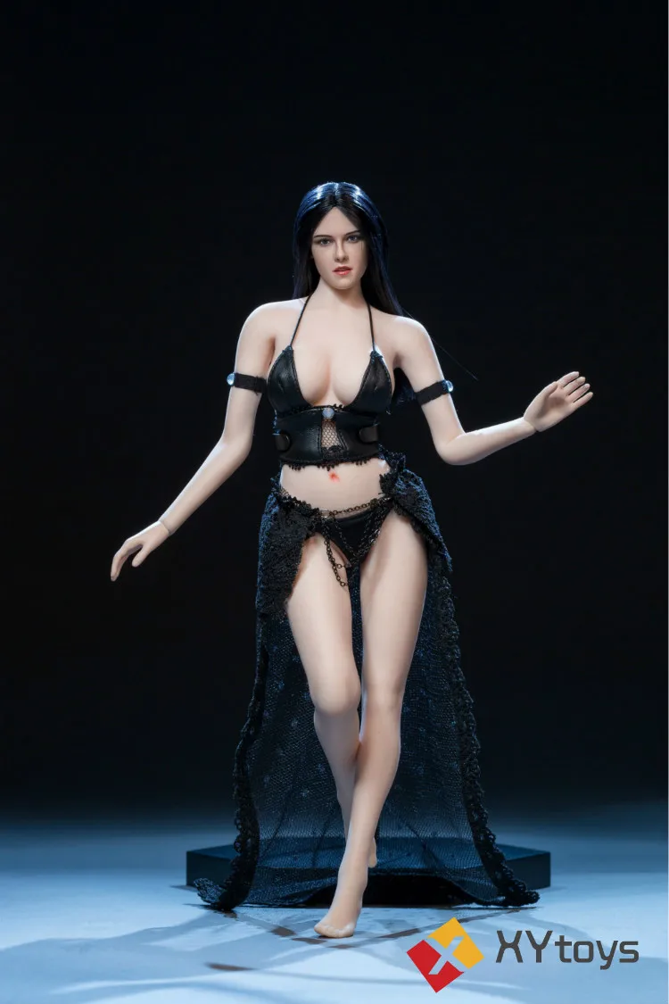 XYtoys XY003 1/6 черные кожаные кружевное нижнее белье чашечки расположены рядом