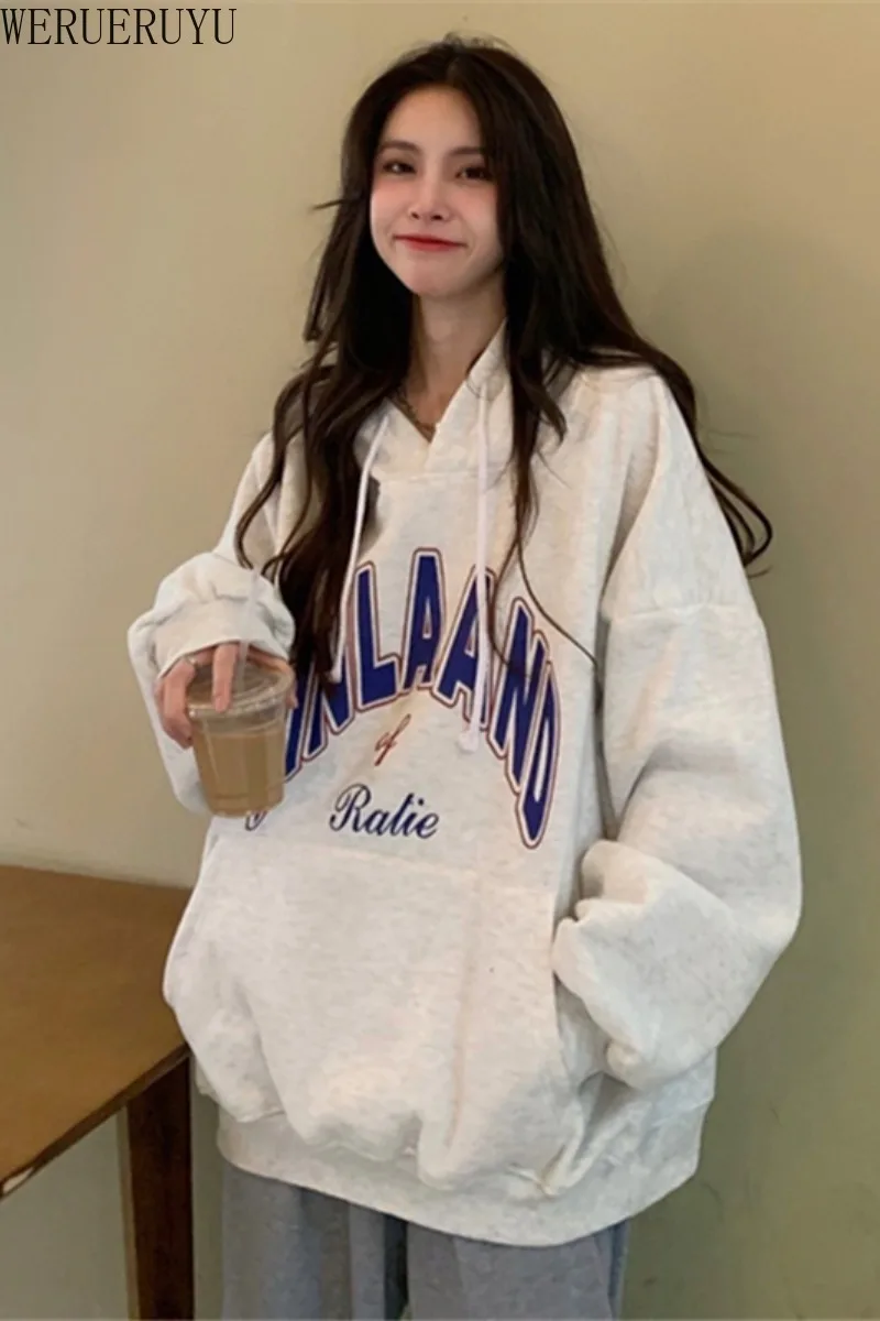

WERUERUYU Fleece Hoodies Women Casual Harajuku Pullover Long Sleeve Hedging Hooded Sweatershirt Thick WinterCoat