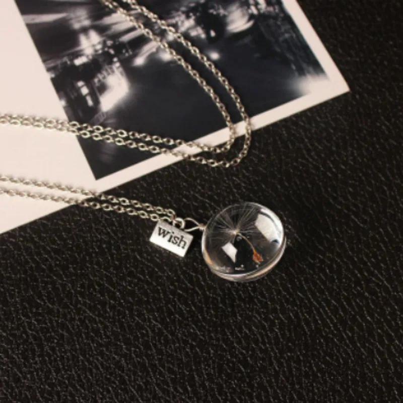 Хрустальный шар для детей или взрослых настоящие семена одуванчика ожерелье