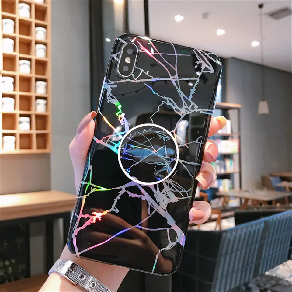 Мраморный чехол для телефона с держателем на палец Apple iPhone 6 подставкой X xs max XR 8 7