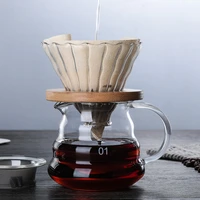 glass coffee pot style v60 glass wooden 300ml500ml700ml coffee dripper and pot set for coffee filter reusable coffee filters