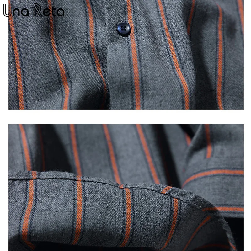 Рубашка Una Reta Мужская в полоску с воротником лацканами Повседневная однобортная