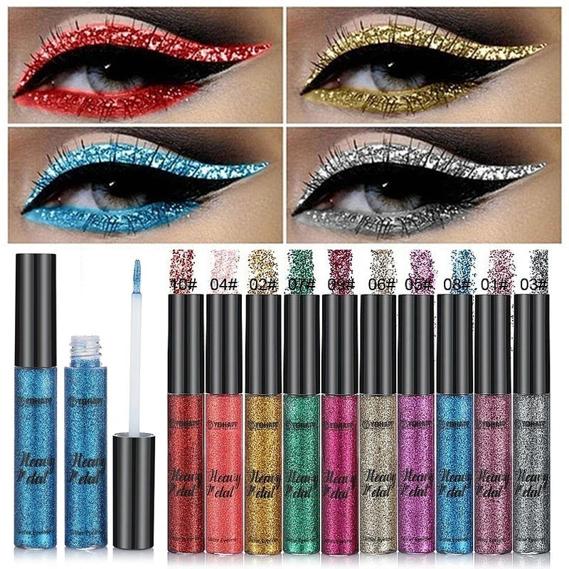 

Metallic Shiny Eye Liner Smoky Eye Eyeshadow Charming Sequin Eye Liner Pen Waterproof Glitter Liquid Eyeliner Makeup