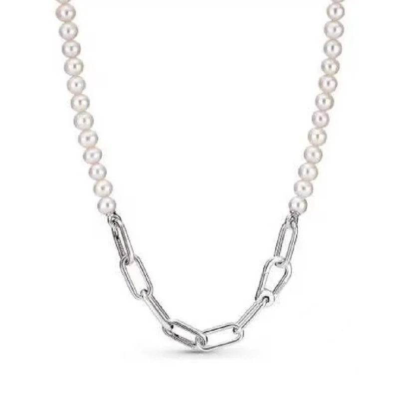 

ME Real 925 Silver Cultured Shell Pearl Necklace For Women Girl Gift Adjustable Chain With Pedant 2022 Trend Jewelry Making