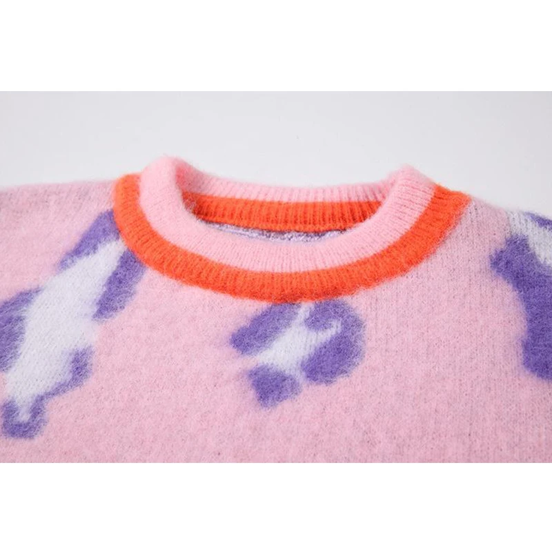 Пуловер женский трикотажный с круглым вырезом и длинным рукавом | Женская одежда