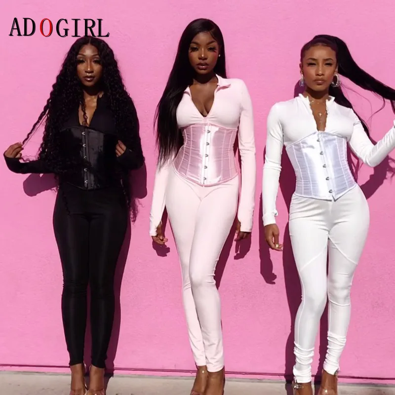 Корсет Adogirl с длинным рукавом комбинезон женский сексуальный Облегающий модная