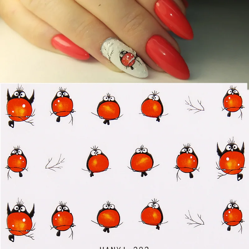 Оранжевые птицы стикеры 3D на ногти Nail Art Переводные переводные наклейки