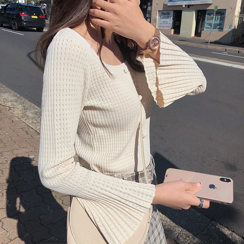 Mishow 2019 осень зима женский свитер элегантный однотонный расклешенный длинный