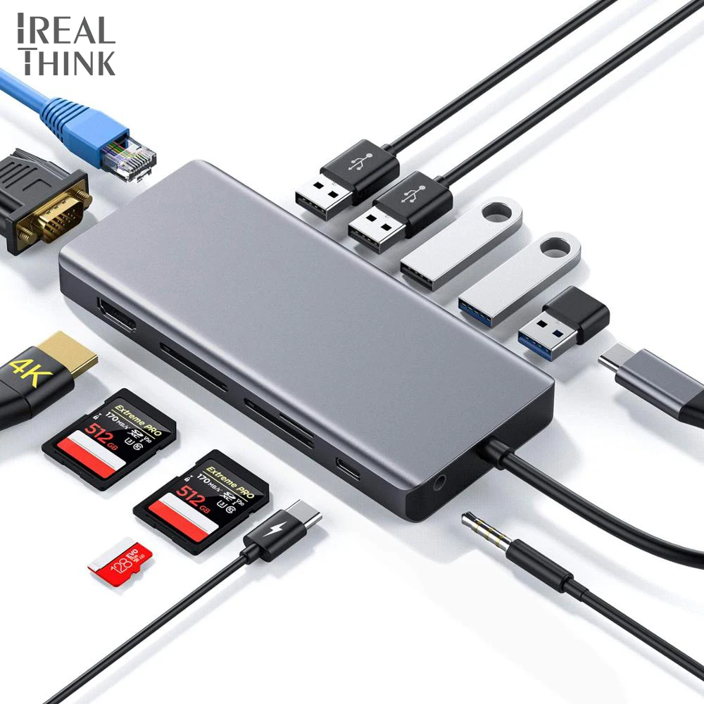 IREALTHINK Тип USB C адаптер 13 в 1 взаимный обмен данными между компьютером и