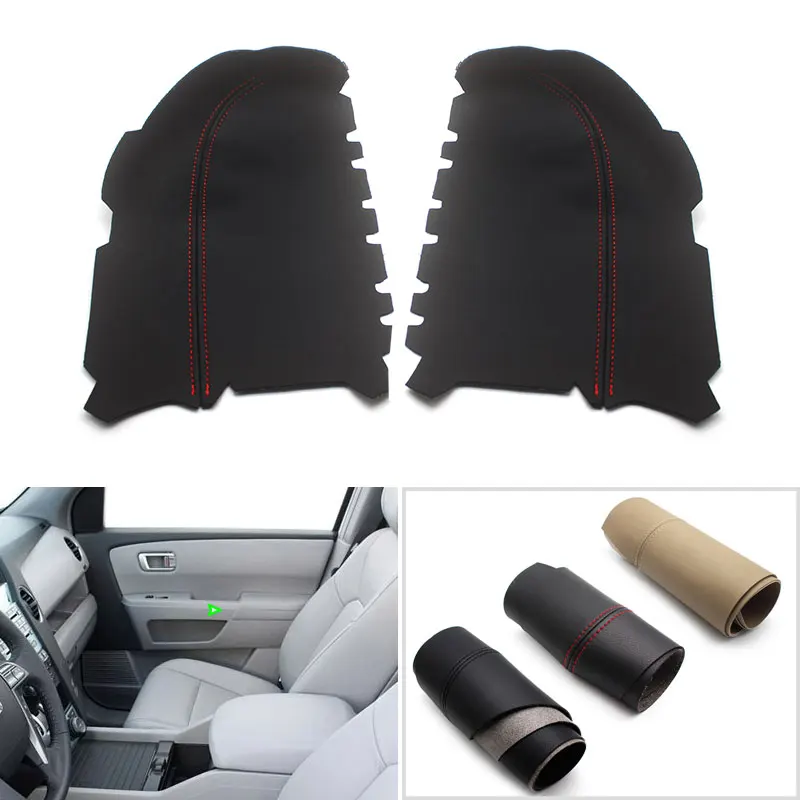 

2pcs Microfiber Leather Interior Car Front Door Handle Armrest Panel Cover Trim For Honda Pilot 2009 2010 2011 2012 2013
