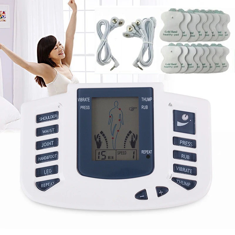 

Muscle Stimulator With Electrodes Pads Electronic Pulse Fitness Massager Machine For Pain Relief Arthritis Slimming Gym Equiment