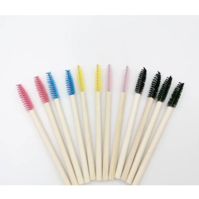 

100PCS Bamboo Handle Eyelash Brush Makeup Brush Eyelash Extension Disposable Eyebrow Brush Mascara Applicator Comb Makeup Tool