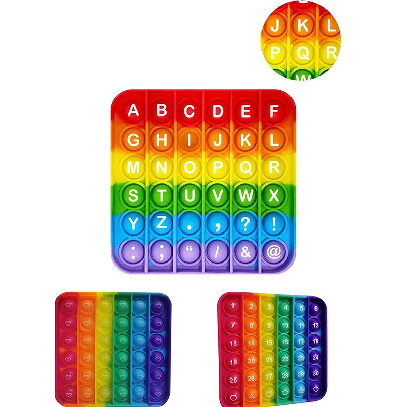 

Rainbow English Alphabet Numbers POP Fidget Toys Game for Adult Kid Push Bubble Sensory Toy Autism Special Needs Stress Gifts