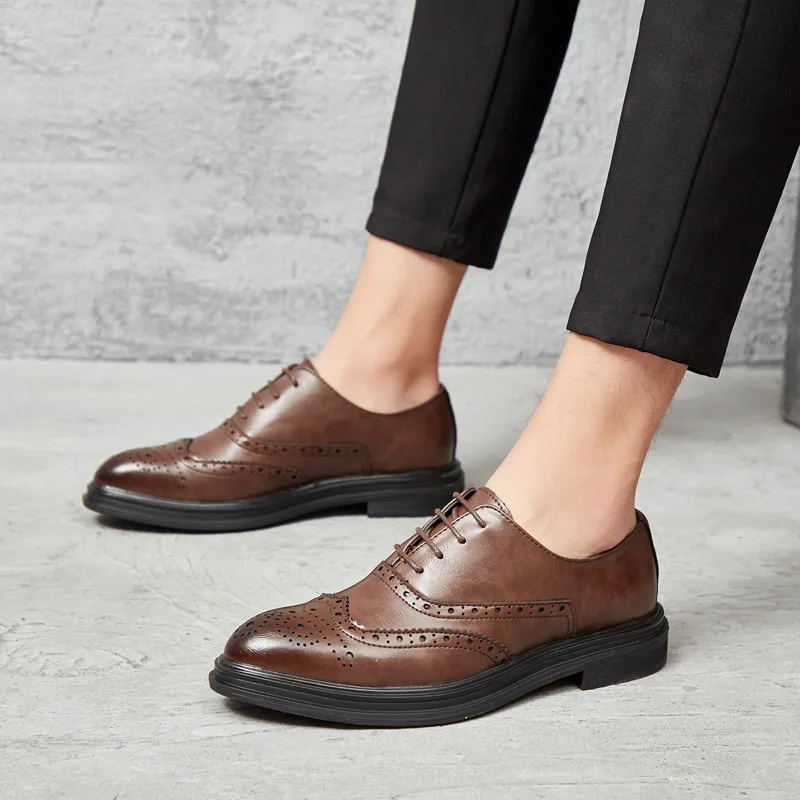 2019 Мужские модельные туфли кожаные оксфорды Повседневная Деловая официальная