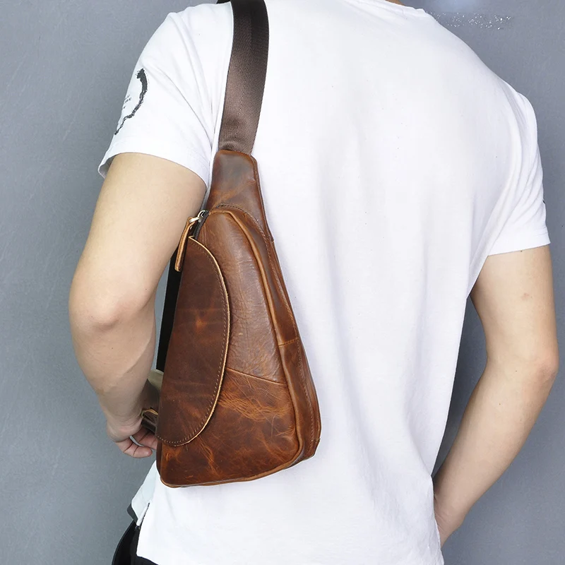 Повседневная кожаная сумка для мужчин нагрудная слинг дизайнерский саквояж на