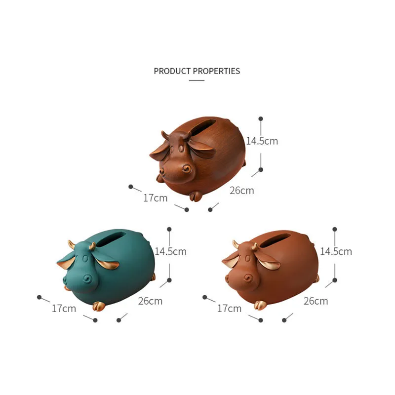 

Imitation Wood Cow Tissue Box Dinner Table Paper Towel Organizer Hostel Hotel Use Quality Resin Tissue Boxes Home Decoration