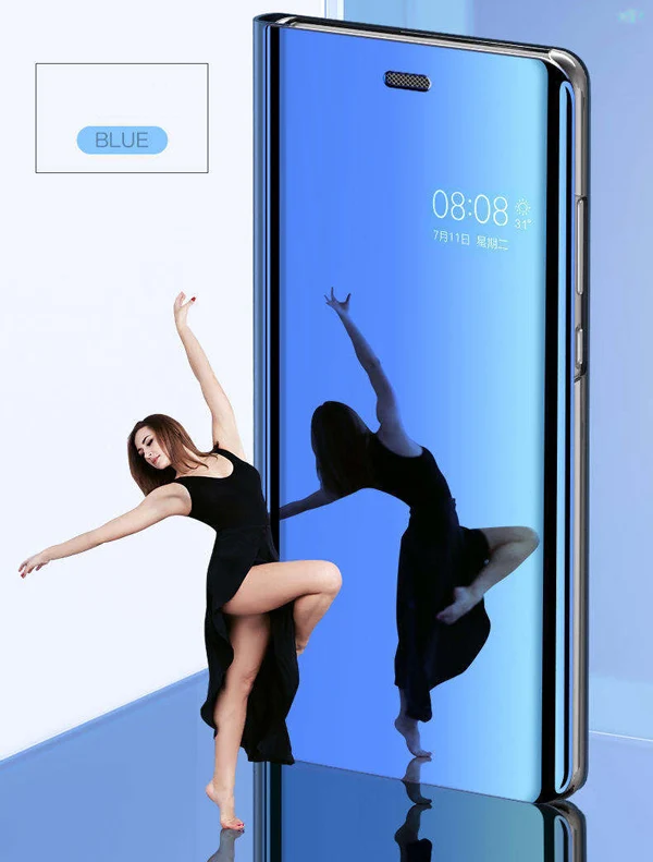 Blue Умный зеркальный флип-чехол для huawei P Smart Z Y9 Y7 Y6 Y5 Prime NOVA 5 5i Pro 4 4E 3 3i 3E чехол для телефона Coque - Цвет: Blue