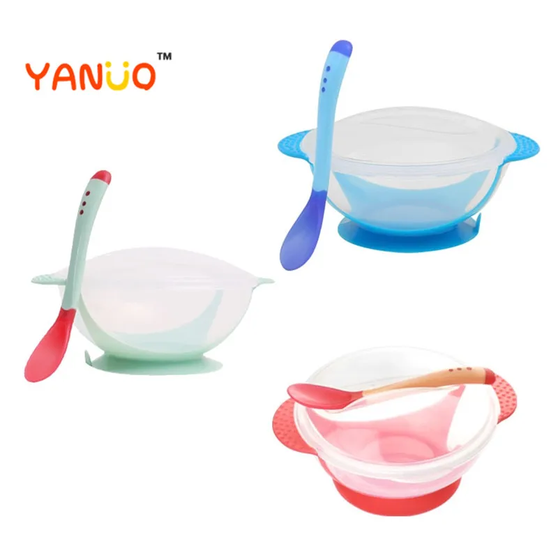 

Yanuo Infant Baby Children's Sputum Bowl Spoon Feeding Set Anti-fall and Anti-scalding Silicone Tableware Set with Lid