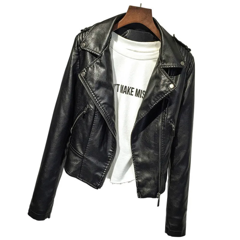 Куртка женская из искусственной кожи Модный Байкерский жакет яркого цвета