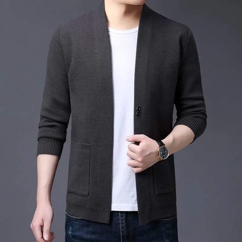 

Free Shipping New Fashion 2019 Spring Autumn Men Wool Cardigans Man Turn-Down Collar Sweaters Cardigans Winter Coat