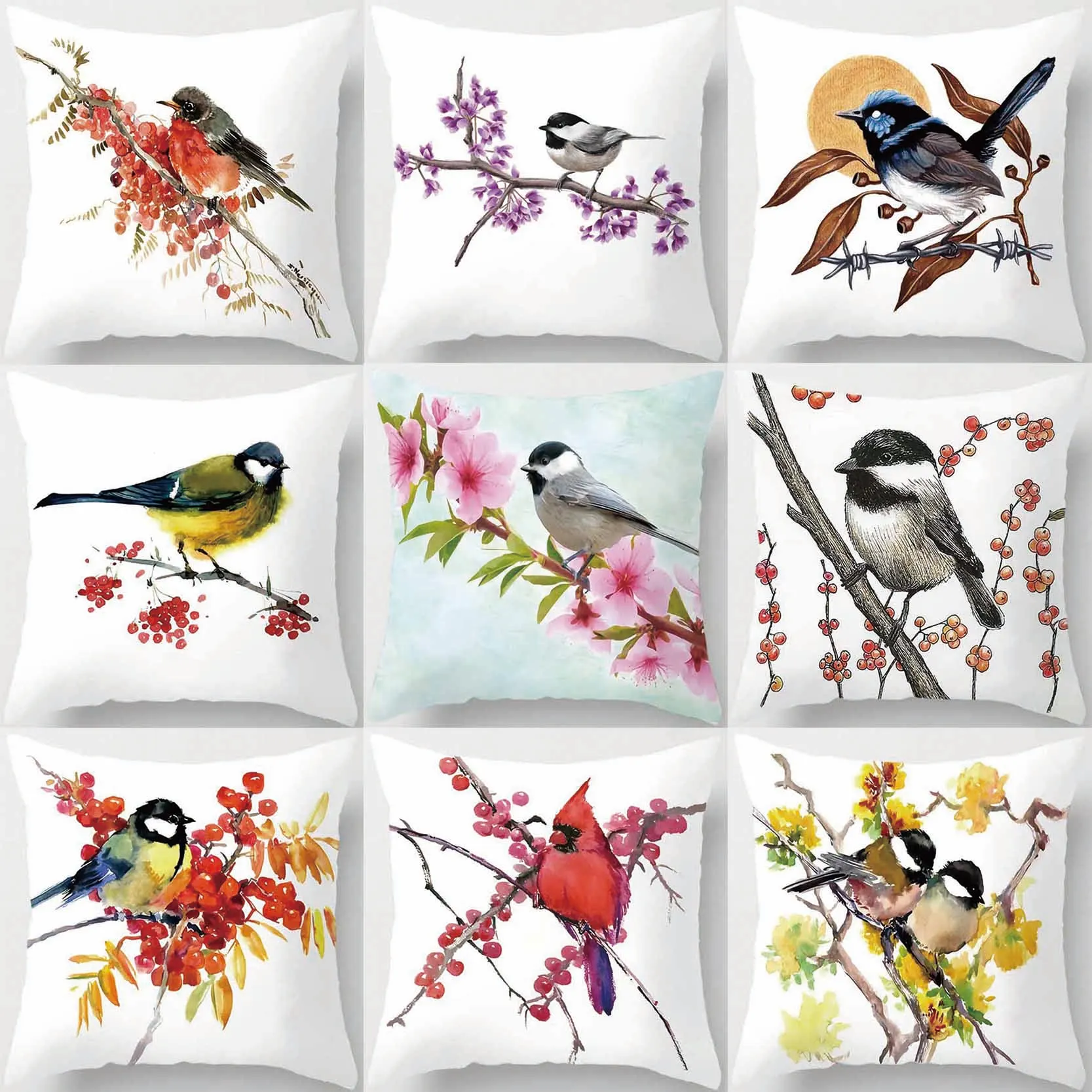 

Cute Bird Printing Square Pillowcase, Used for Home Decoration, Car Sofa Cushion Cover45cm*45cm