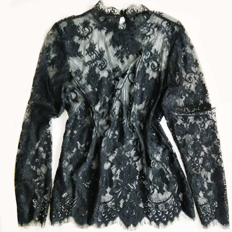 Кружевная рубашка с длинным рукавом Осенний Топ подходящий ко всему новый