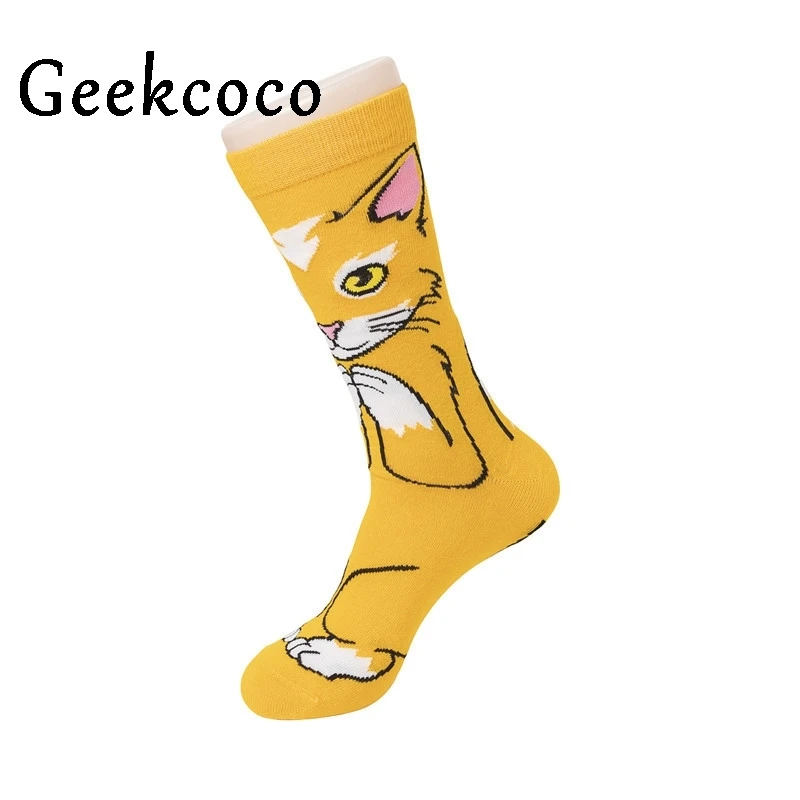 

10pair/lot Cartoon Cat animal Funny Fashion Sports Long Socks for Unisex 3D Printed Stocking Pattern Hip Hop Cotton Sock J0895