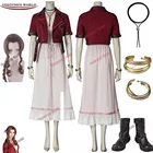 Костюм для взрослых Aerith gainsпри, косплей VII с финальной фантазией, костюм на Хэллоуин, красивая женская красная куртка, розовое платье, парики