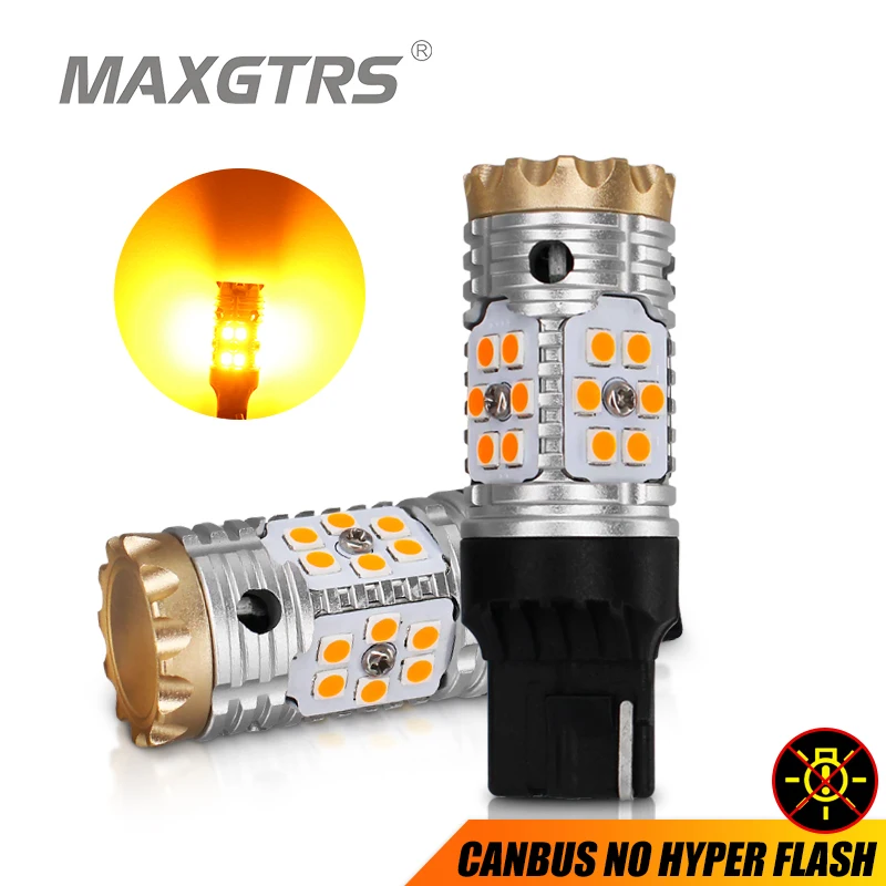 

2x7440 T20 W21W 1156 3156 BAU15S светодиодные Canbus без гипер-вспышки янтарно-желтые 24-SMD 3030 светодиодный Автомобильные светодиодные лампы для указателей п...