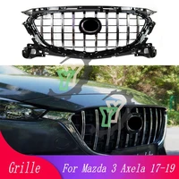 car front bumper grille modified gt style grille for mazda 3 axela 2017 2018 2019 bright black honeycomb grille