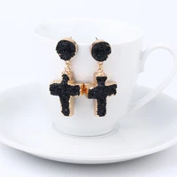 fashion jewelry cross earrings black resin boho drop earrings for women jewelry gifts for women accessories brinco