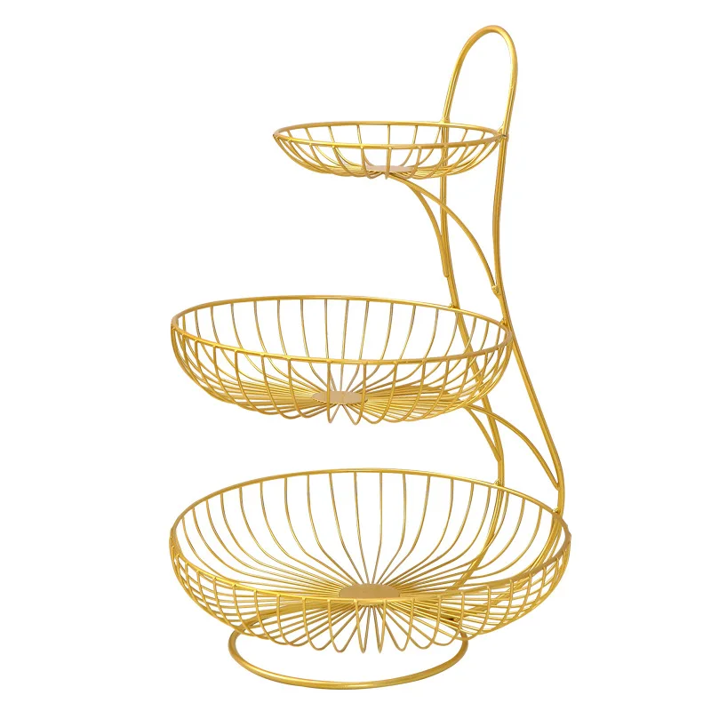 

2/3 Layer Iron Fruit Basket Stand Living Room Fruit Plate Home Storage Shelf Organizer