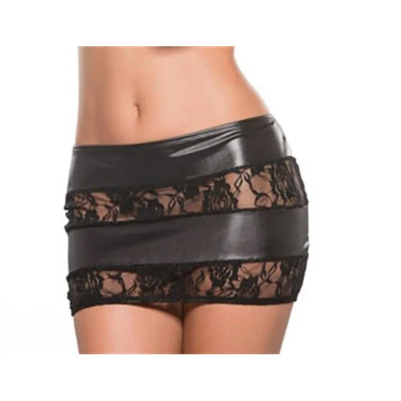 Юбка женская короткая кожаная выше колена пикантная мягкая Клубная одежда