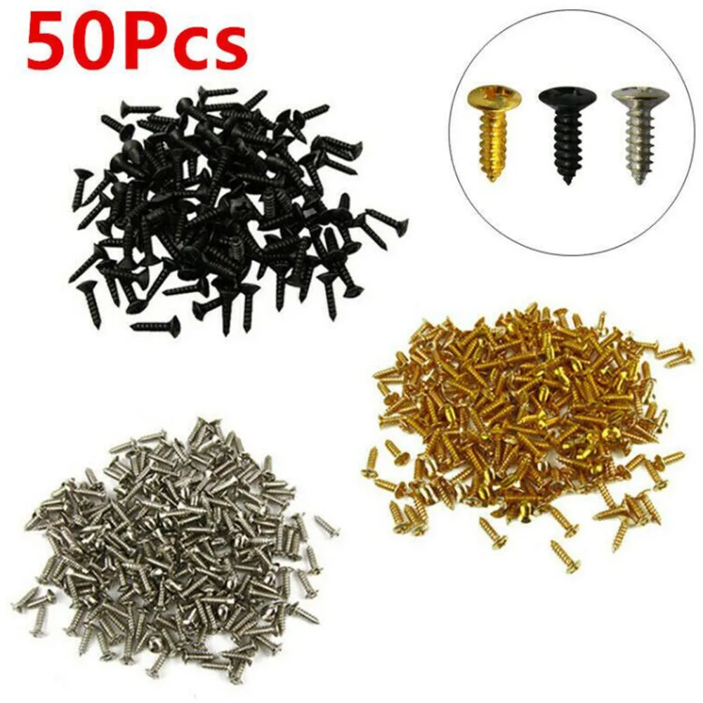 

50PCS Guitar Pickguard Screws For Strat Tele Electric Guitar Bass Pickguard Back Plate Mount Screws DIY Luthier Repair Tools