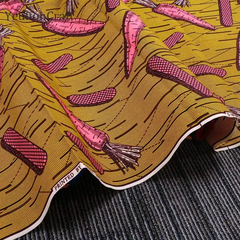 Африканская ткань с принтом моркови полиэстер Анкара 1 ярд | Дом и сад