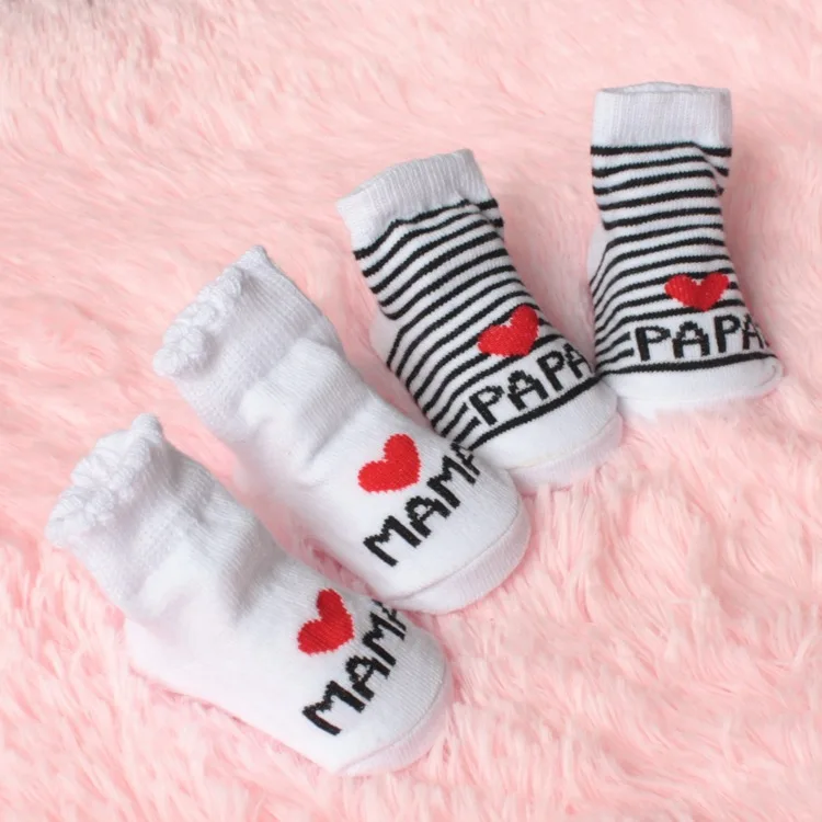 

0-6 Months Newborn baby Toddler Infant Kids Striped Cotton Love Mama Papa Socks