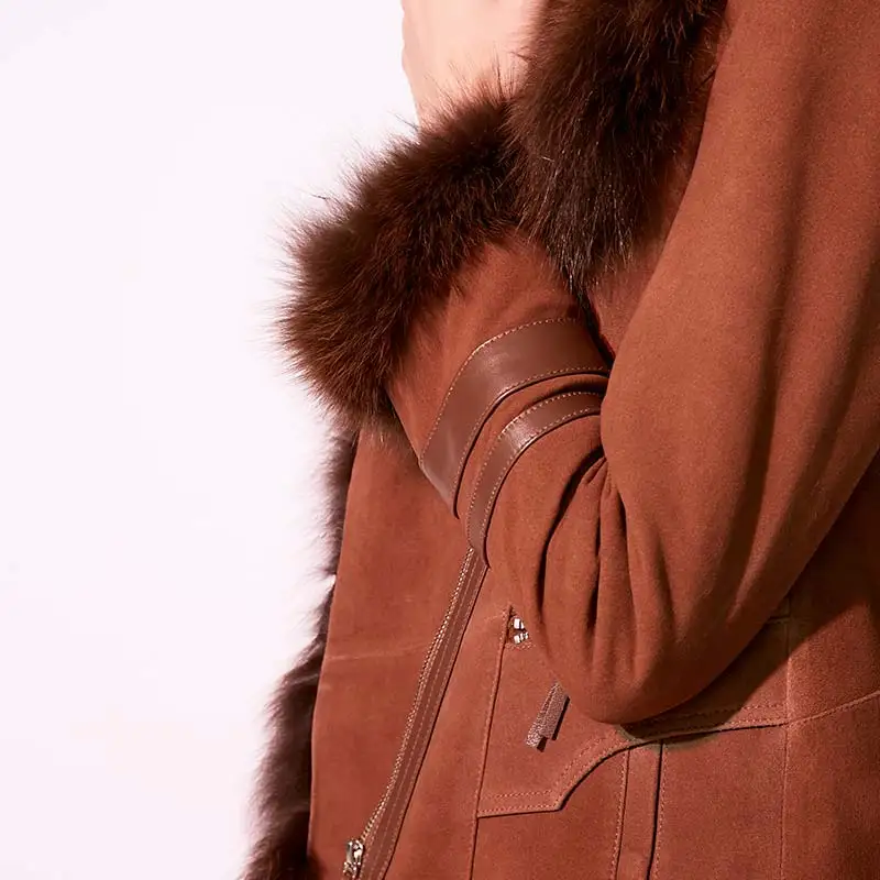Vero Moda Новая женская кожаная куртка из овчины с воротником из лисьего меха на молнии | 318428525