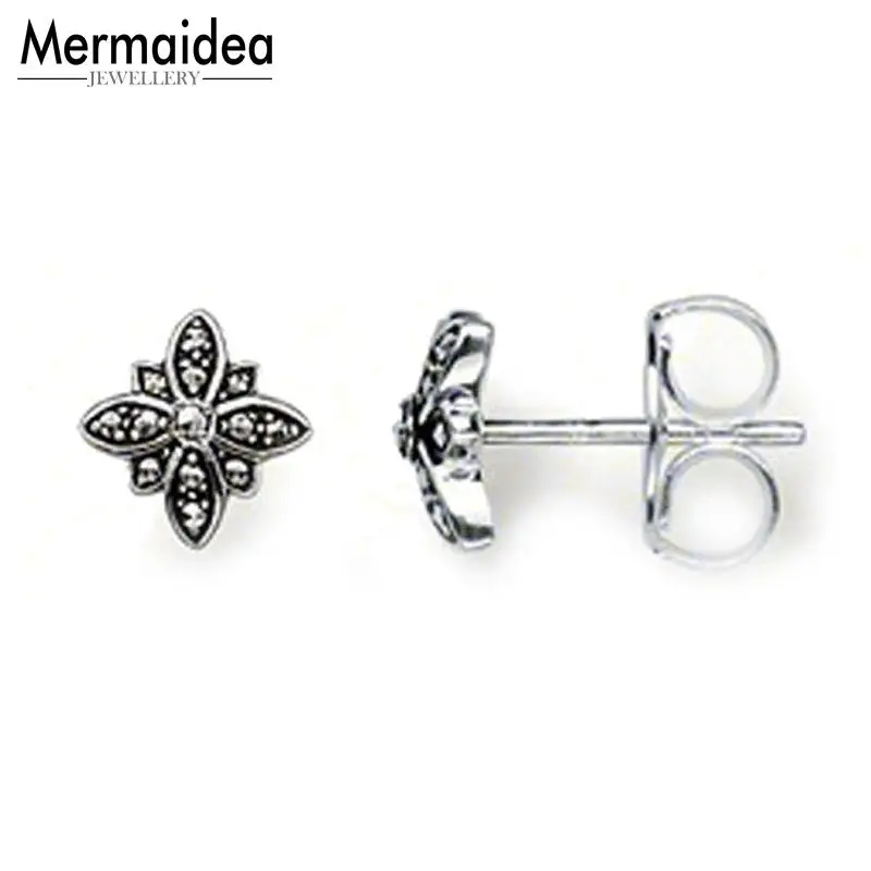 Серьги гвоздики с черной звездой марказита модные ювелирные изделия для женщин