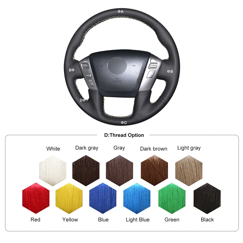 

MEWANT Black Artificial Leather Car Steering Wheel Covers for Nissan Armada Titan NV Cargo NV Passenger Infiniti QX56 QX80