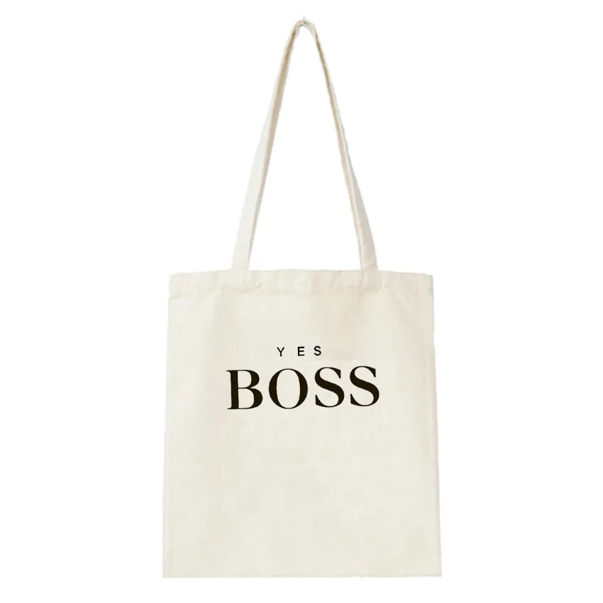 Да с надписью BOSS сумка для покупок принтом женская Холщовая Сумка сумки школьная