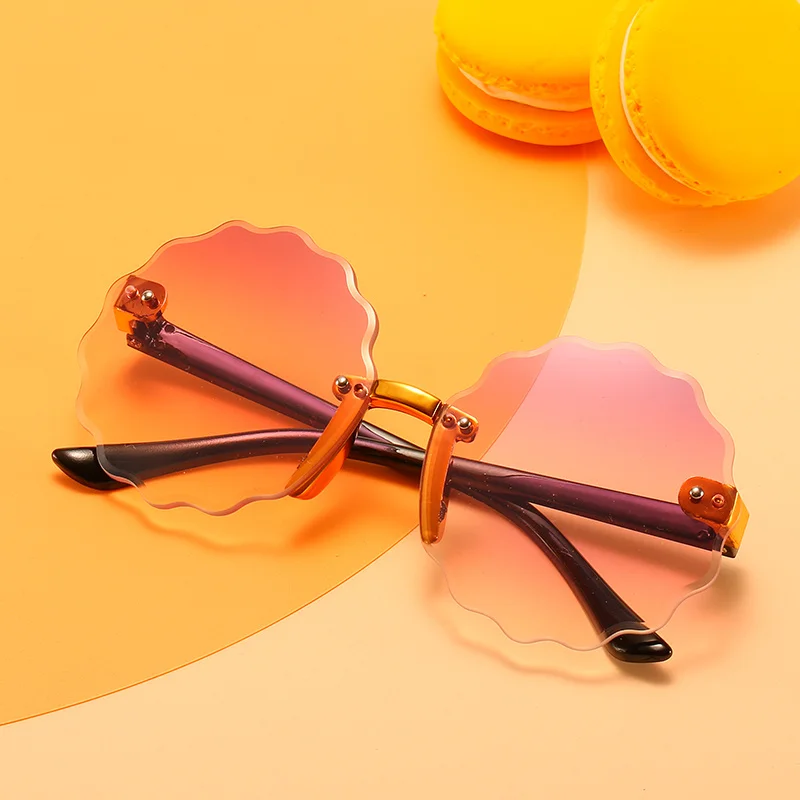 Круглые детские очки без оправы с милой оправой серые синие линзы модные