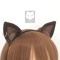 mmgg new arknights skyfire brown cat neko fox ears hairhoop for anime lolita cosplay costume accessories