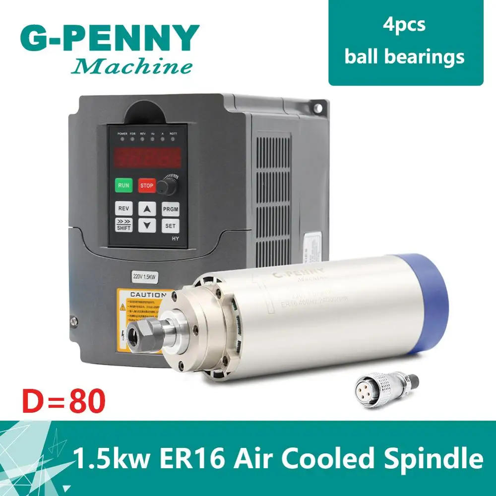 Новый товар! Электродвигатель шпинделя с воздушным охлаждением 220 В кВт ER16 CNC 80 мм