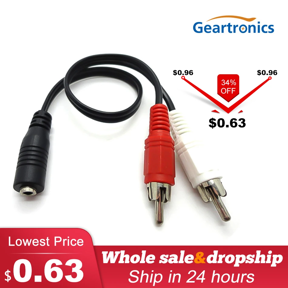 Композитный кабель Geartronics RCA штекер 2 на гнездо 3 5 мм Aux аудио разъем для наушников