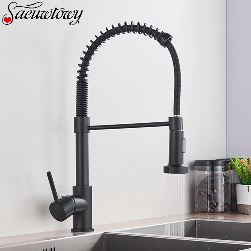 Латунный Смеситель для кухни черный вытяжной кран с одной ручкой две модели |